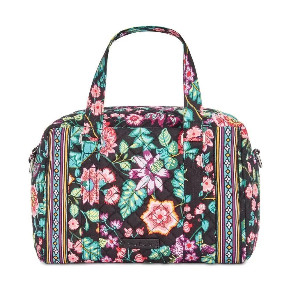 Vera Bradley Black Multicolor Floral Print Iconic 100 Tote Handbag One Size